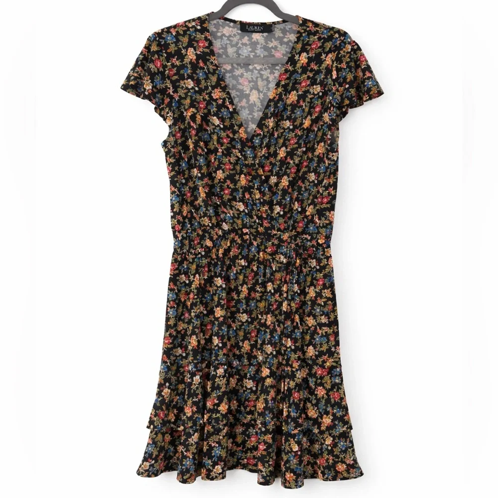 BEAUTIFUL!!  Lauren Ralph Lauren Black Label Jairell Short Sleeve Tiered Dress - Picture 2 of 7